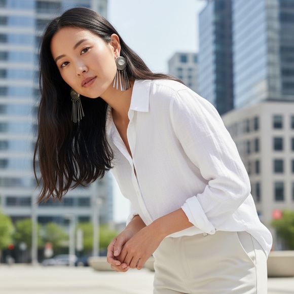 VINTAGE EARRINGS 70s clip long rhinestone moonstone tassel metal silver dangly - Picture 8 of 10